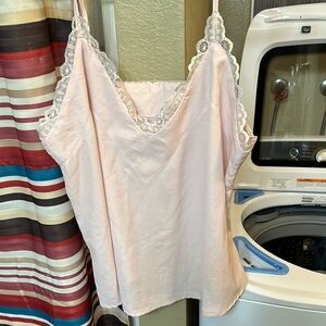 Elegant Pink Lace Trim Cami Top